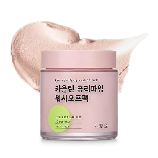 Kaolin Purifying Wash Off Pack, Pore Cleansing Mask for Dry Sensitive Skin, Softening amd Hydrating, Korean Skincare (3.88oz / 110g)