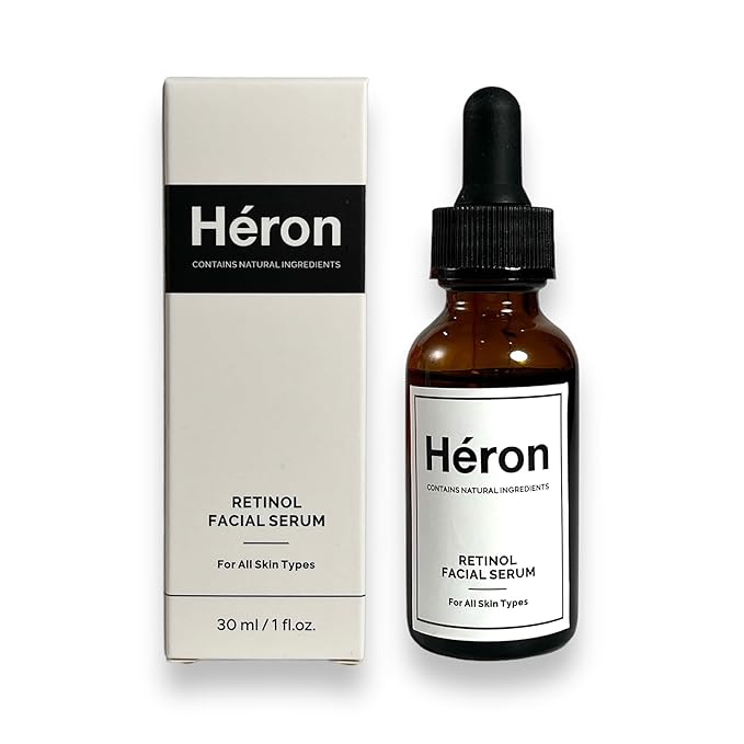 Retinol Serum for Face - 0.5% - Héron Retinol Face Serum (1 fl oz - 30 ml) – Anti-Aging, Dark Spot Remover, Pore Tightening, Wrinkle Reducing, Clinical Strength Formula