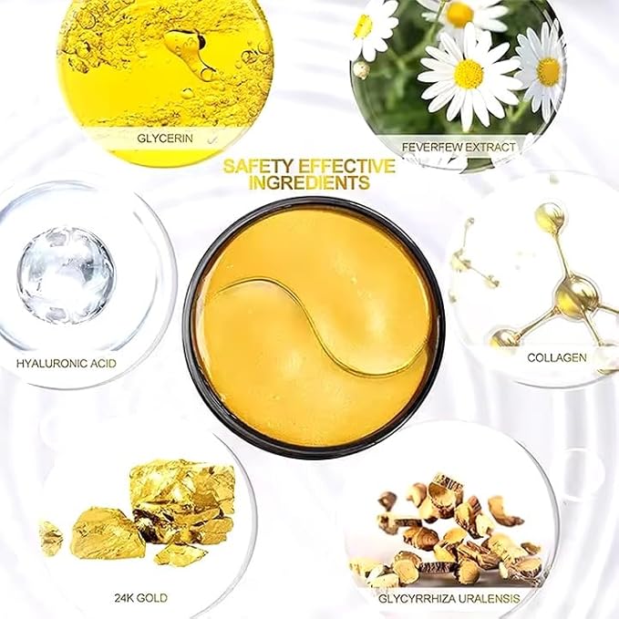 24K Gold Under Eye Mask, For Puffy Eyes and Dark Circles, Anti-Aging and Anti-Wrinke Treatments