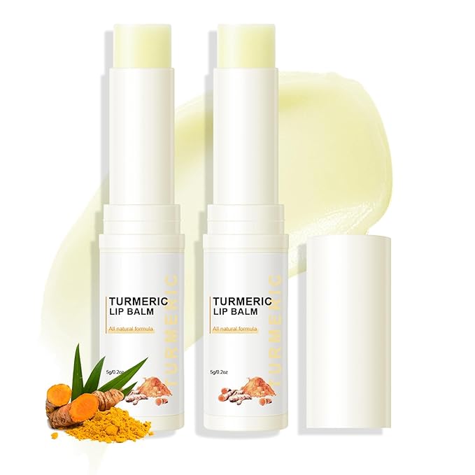 2 Pcs Turmeric Lip Balm for Dark Lips, Natural Lip Lightening Moisturizer Lip Scrub for Smokers Dark Lip, Lip Balm for Exfoliating, Hydration, Softening