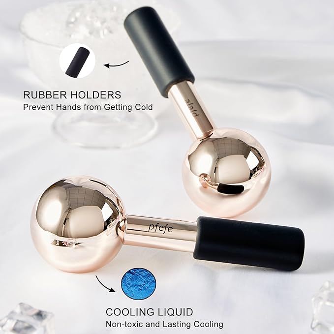 Ice Globes for Face & Eyes, Unbreakable Stainless Steel Cryo Sticks for Beauty Routines, Facials Cold Roller Colling Globes for Puffiness, Wrinkles, Dark Circles, Headaches