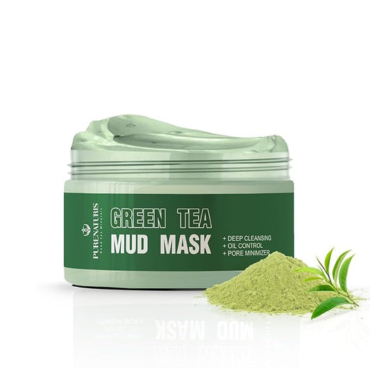 Organic Green Tea Clay Mud Mask - Soothing & Deep Cleansing Skincare, Hydrates & Brightens, Travel Size 2.8 oz