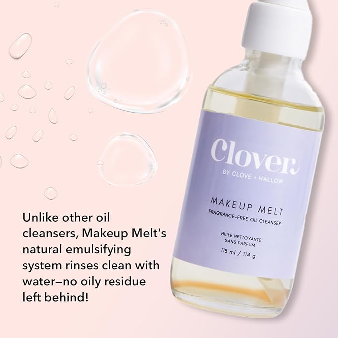 Clover Makeup Melt Milky Cleansing Oil | Gentle Makeup Removal, Skin-Friendly Formula and Residue-Free Rinse | Cruelty-Free & Vegan Face Oil - 118 ml