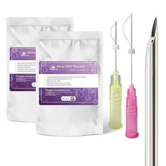 elves PCL Threads for Face Lift Mono Threads 29G25mm Pcl Smooth Threads Sharp Tip PCL Threads Mono 20Pcs Long-Lasting Skin Tightening Smoothing of Wrinkles