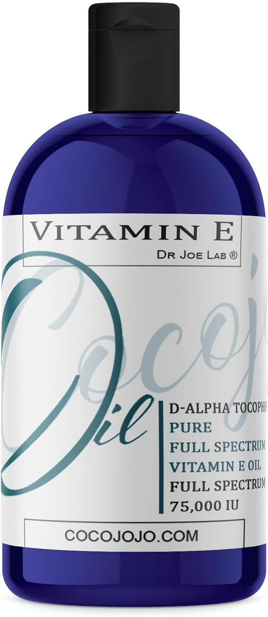 Vitamin E Oil - Pure, Full Spectrum, Undiluted, D Alpha Tocopherol, 75,000 IU - 16 oz - For Skin Hair Nails Body Care Hydrating Rejuvenating - Packaging May Vary