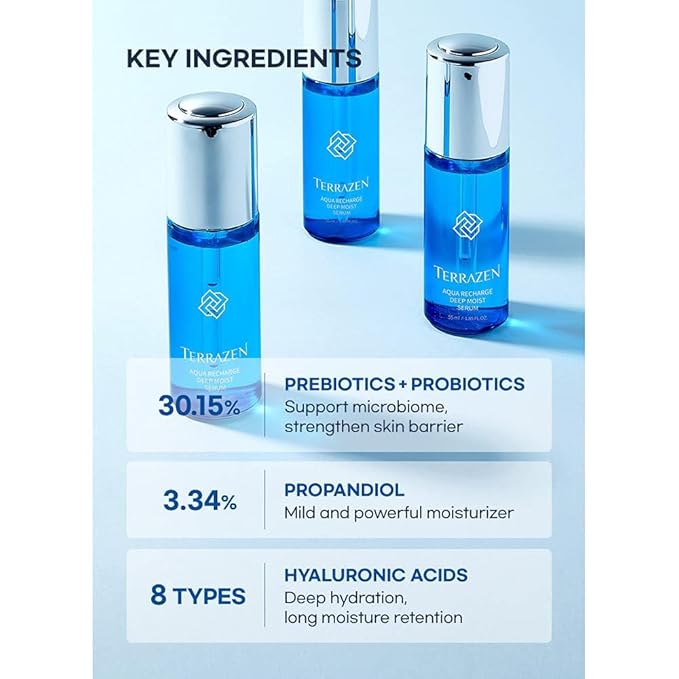 Aqua Recharge Deep Moist Serum, 1.85 fl oz / 55ml - Korean Face Serum, K Beauty, Biotics Intensive Serum, +8 Hyaluronic Acid for Dewy Radiance