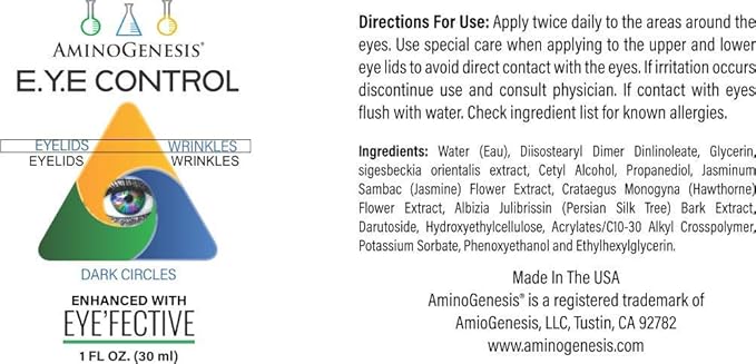 E.Y.E Control with Eye'Fective: Lid Lifting & Dark Circle Serum. New for 2021, Patented Eyelid lifting Plant Derived Formula. Watch Video