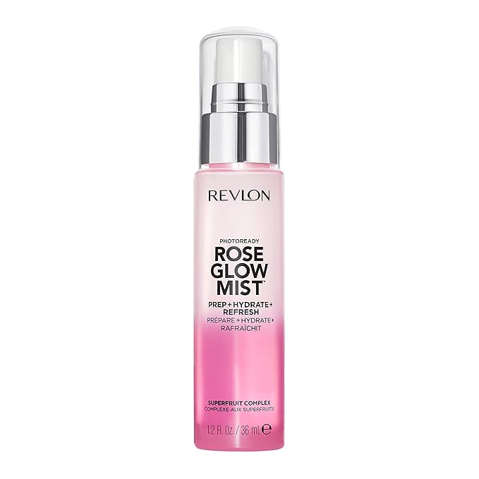 Revlon PhotoReady Rose Glow Mist Face Primer, Prep, Hydrate & Refresh Spray with Sheer Coverage, Infused with Nourishing Oils And Super Fruit Complex, 1.2 fl oz