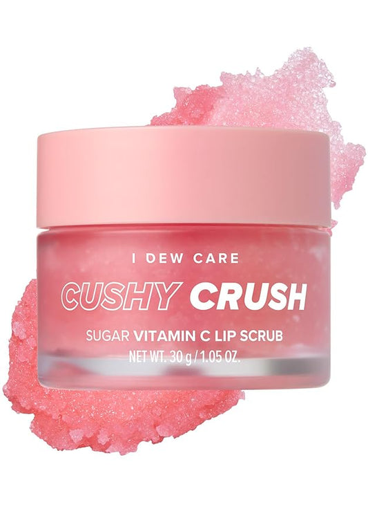 I DEW CARE Overnight Lip Scrub - Cushy Crush | Sugar Vitamin C, Scrubber Exfoliator Products, for Dry and Chapped, Vegan, Mother's Day, 1.05 Oz