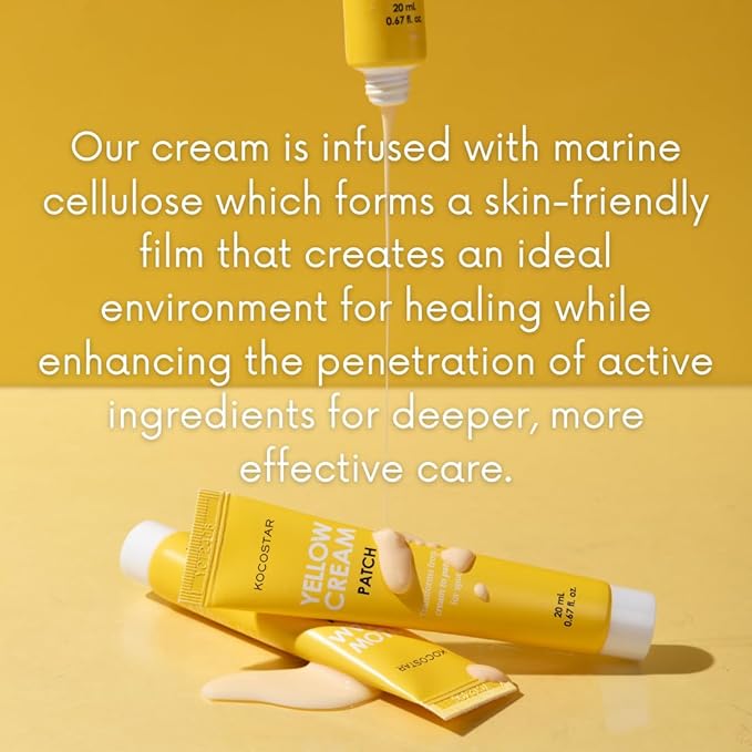 Yellow Cream Patch | Proactive Spot Care with Sulfur and BHA, Salicylic Acid Blemish Care, Cream to Patch Formula, Makeup-Friendly, Hydrating & Soothing, Korean Skincare, 0.67 fl oz.