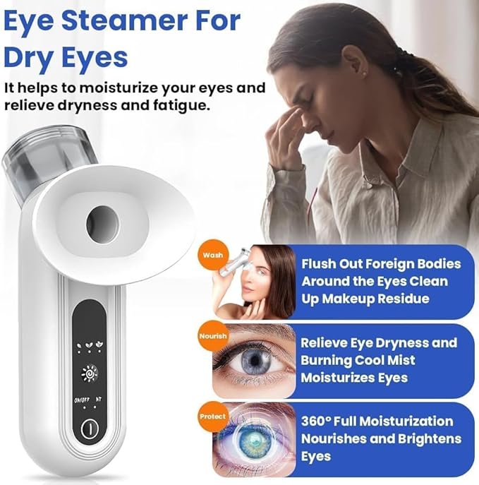 Eye Mist Steam Sprayer for Relief Dry Eyes, Eye Treatment, Portable Heated Eye Masks, Mini Eye Moisturizing Cleaning Soothing Steamer