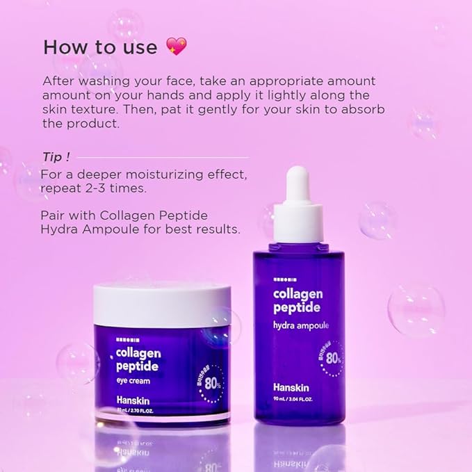 Hanskin Collagen Peptide Duo: Hydra Ampoule + Eye Cream for Firming, Wrinkle Care, and Deep Hydration