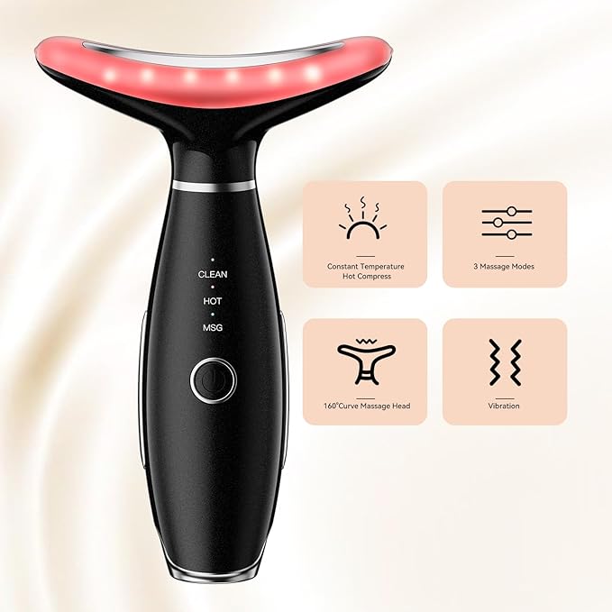 Neck Face Massager, Portable Facial Massager, 3 Modes Face Sculpting Tool, Face Massager Tool for Skin Care, (Black)