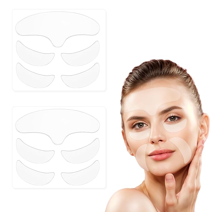 10 Pcs Forehead Wrinkles Patches Reusable Anti Wrinkle Patches Wrinkle Remover Mask Silicone Face Tape Smooth Fine Lines Wrinkles Treatment for Women Facial Beauty Skincare