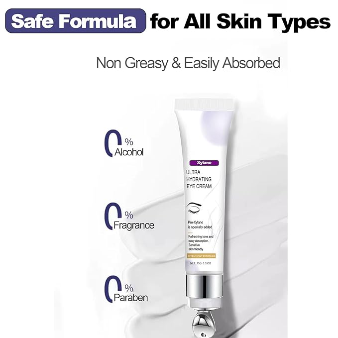 Xylane Eye Cream for Dark Circle & Puffiness, Caffeine/Pro-Xilane Active Anti-Wrinkle Eye Cream, Anti-Aging Active Eye Repair/Lifting Cream for Anti-Oxidation, Fade Fine Lines around Eyes-15 G