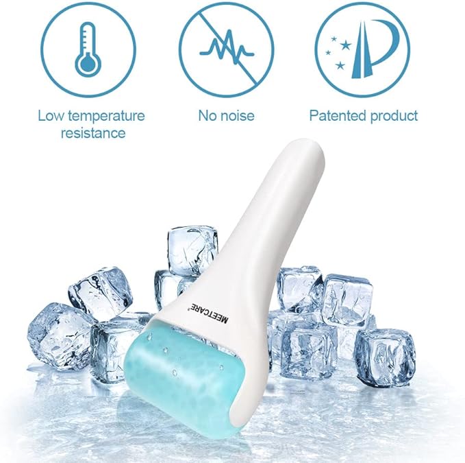 Mute Ice Roller for Face with 2pcs Roller for Skin Care - Long Cooling Face Massager for Eye Puffiness Relief and Dark Circles - Cold Therapy for Migraines - Shrink Pores,Tighten Skin