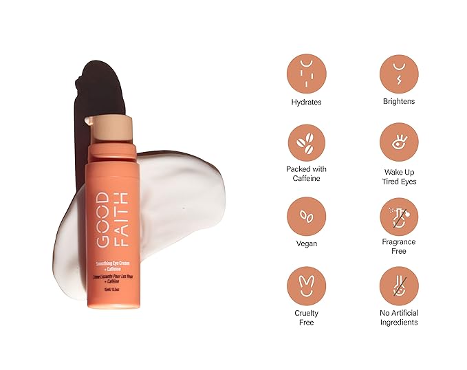 GOOD FAITH - Smoothing Eye Cream with Caffeine - 0.5 fl. oz - Helps Hydrate & Brighten Dark Circles - Reduces Fine Lines - Vegan - Cruelty Free