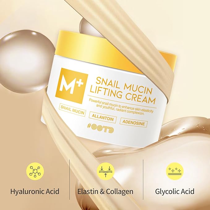 Snail Mucin Moisturizer Cream For Face, Lifting & Deep Hydrating Ceam For Face And Neck, Anti Aging, Smoothing, Korean Skincare For Glass Skin (3.38 Fl Oz)