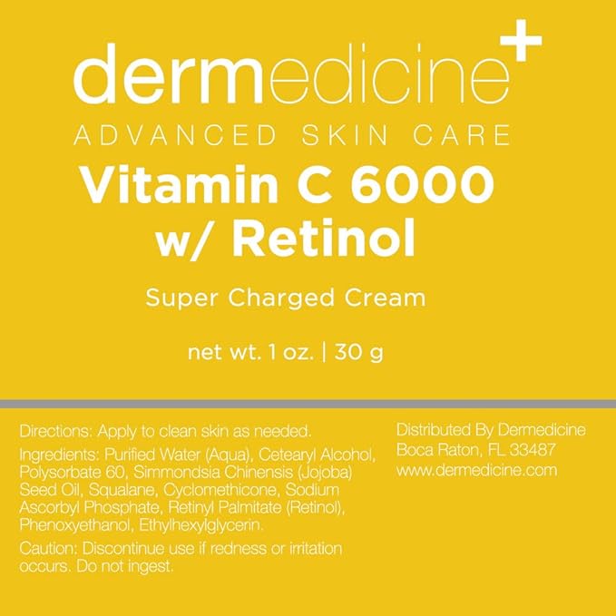 Dermedicine Vitamin C 6000 with Retinol Super Charged Cream 1oz