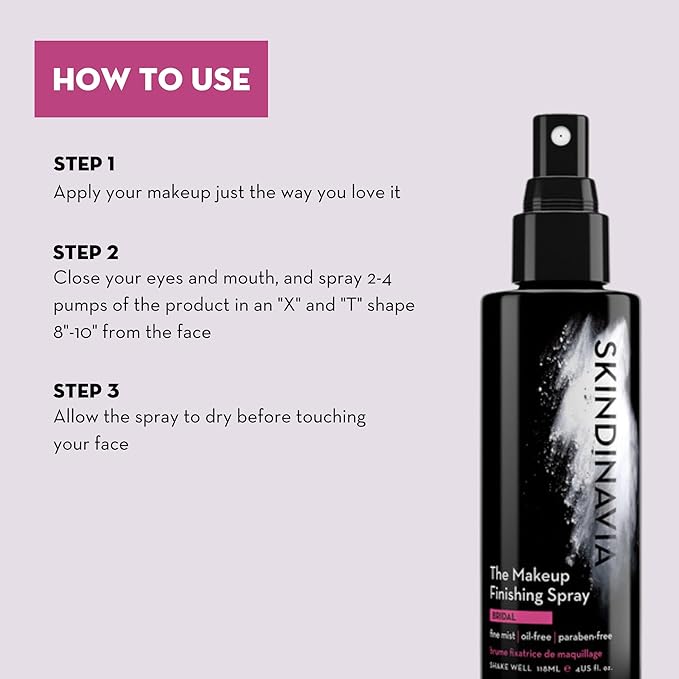 Skindinavia The Makeup Finishing Spray, Oil Control Makeup Setting Spray, All-Day Wear, Long-Lasting Up to 16+ Hours, Heat-Resistant & Waterproof, Fine Mist, 8.0 Oz