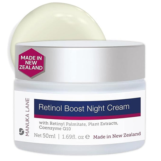 Retinol Boost Night Cream for Face and Neck with Sweet Almond Oil, CoQ10, Plant Extracts & Vitamin A | Plant Based Formula | Carefully formulated to keep your skin young and healthy!