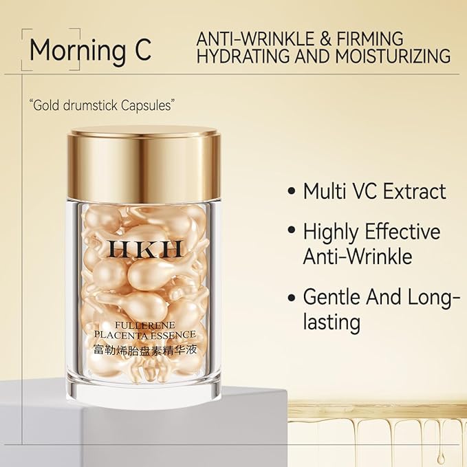 Retinol Collagen Anti-Aging Wrinkle Placenta 48 Capsules Serum,Vitamin C Anti-Wrinkle Aging Placenta Serum 48 Capsules,VC For Morning+VA For Evening