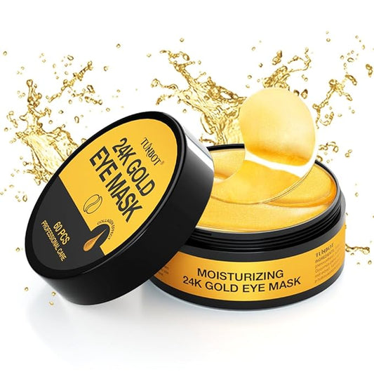 TUNBOT Under Eye Patches-24k Gold Eye Mask Pads - 60 Pieces, Collagen Hyaluronic Acid Eye Mask, Anti-Aging, Reduce Dark Circles, Puffiness and Wrinkles, For Men and Women