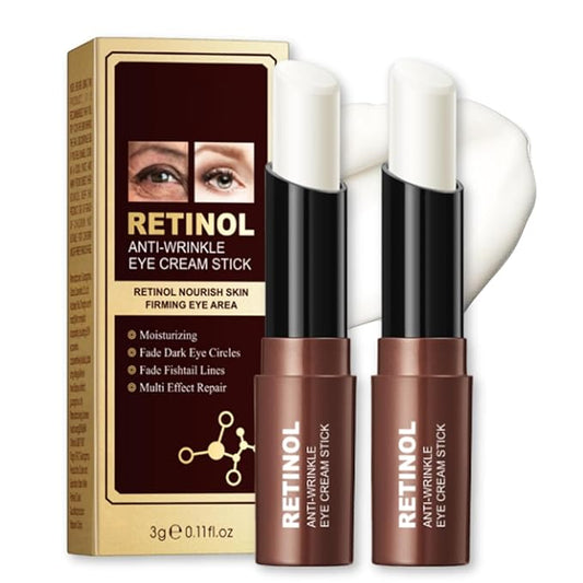 2PCS Retinol Eye Stick - Retinol Eye Cream Anti Aging - Under Eye Cream for Da rk Circles - Serum for Puffiness and Bags under Ey es - Skin moisturizer for Women Hydrates,Firms,Smooth（2pcs）