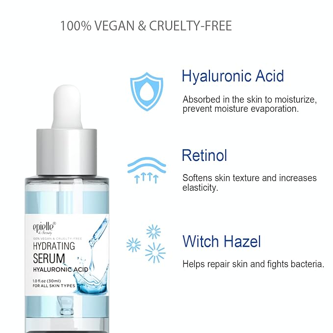 epielle Hydrating Hyaluronic Acid Serum & Mist | epielle Brightening Vitamin C Serum & Mist For all skin types, 100% Vegan & Cruelty-Free (Hyaluronic Acid Serum + Mist)