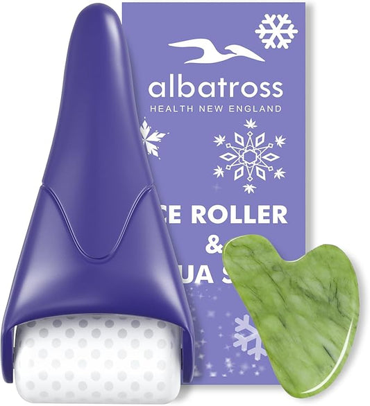 Ice Roller & Gua Sha Set, Skin Care for Face Wrinkles and Puffiness, Self Facial Massage Tools