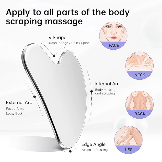 Stainless Steel Gua Sha - Metal Gua Sha, Gua Sha Facial Tools Stainless Steel, Face Body Treatment, Reduce Puffiness, Lymphatic Drainage, Facial Tension