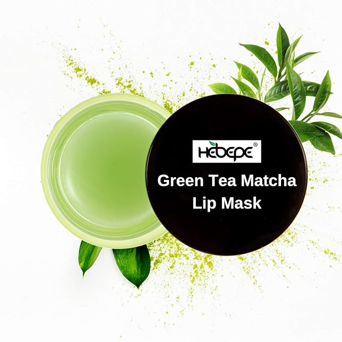 Green Tea Matcha Lip Sleeping Mask Overnight with Applicator, For Dry Lips, Coconut Oil, Vitamin E, Fig Extract, Orchid, and Shea Butter, Moisturizer for Dry, Chapped, Cracked Lips