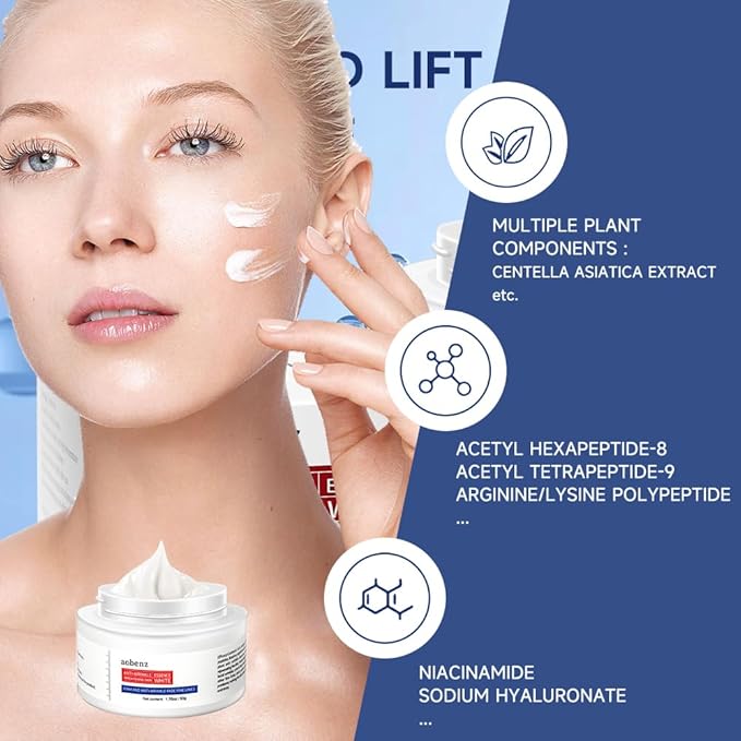 SINPIN aobenz Anti Aging Moisturizer Face Cream for Women & Men - Night Cream for Face & Neck | All Skin Types | Niacinamide + Hyaluronic Acid | Firming, Tightening, Anti Wrinkle, 1.76FL (2PCS)