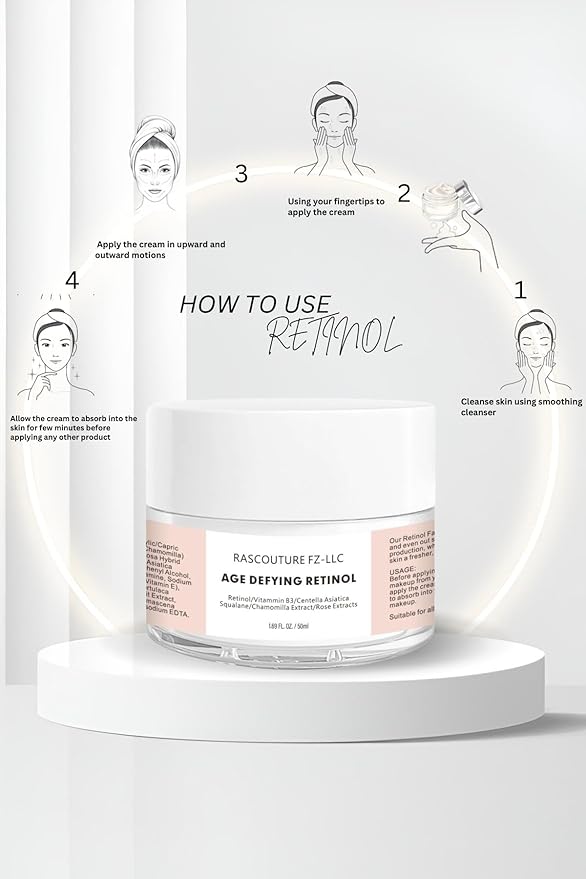 Ras Age Defying Retinol for Face, Plums out Fine Lines, Reduces Large Pores, Detoxify Skin from Free Redicals, Gives youthful Look, With Vitamin B3, Rose Extract, Chamomile, Centella Asiatica 50ml