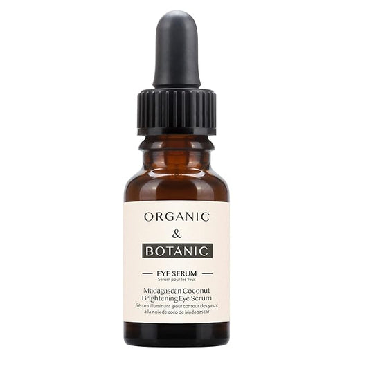 Organic & Botanic Madagascan Coconut Brightening Eye Serum, 30ml. Premium Vegan Skincare For All Skin Types. Made In The UK.