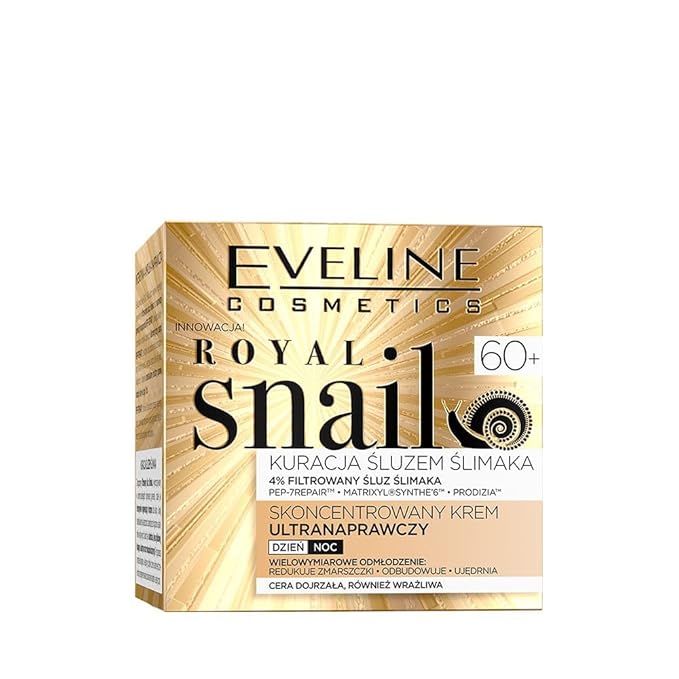 EVELINE COSMETICS Royal Snail Royal Snail Concentrated Ultra-Repair Cream 60+ with Snail Mucin & Matrixyl®Synthe’6™ - Anti-Wrinkle, Brightening & Firming Face Cream for Women, 50ml