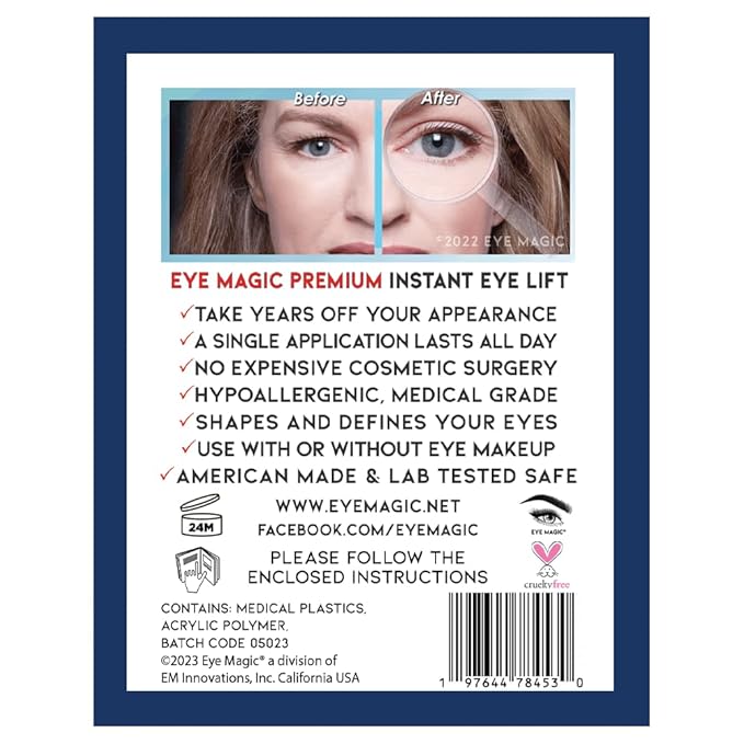 Premium Instant Eyelid Lift (L/XL-Refill). Look Younger Instantly | Made in America - Lifts and Defines Droopy, Sagging, Hooded Eyelids For A Youthful Look