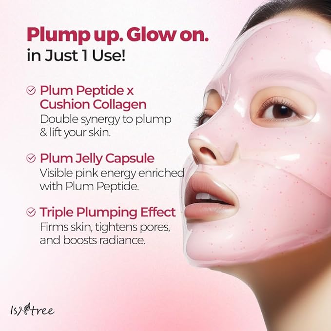 ISNTREE Plum Peptide Booster 2000s 50ml, 1.69 fl oz + Plum Peptide Plumping Gel Mask 30g*4ea