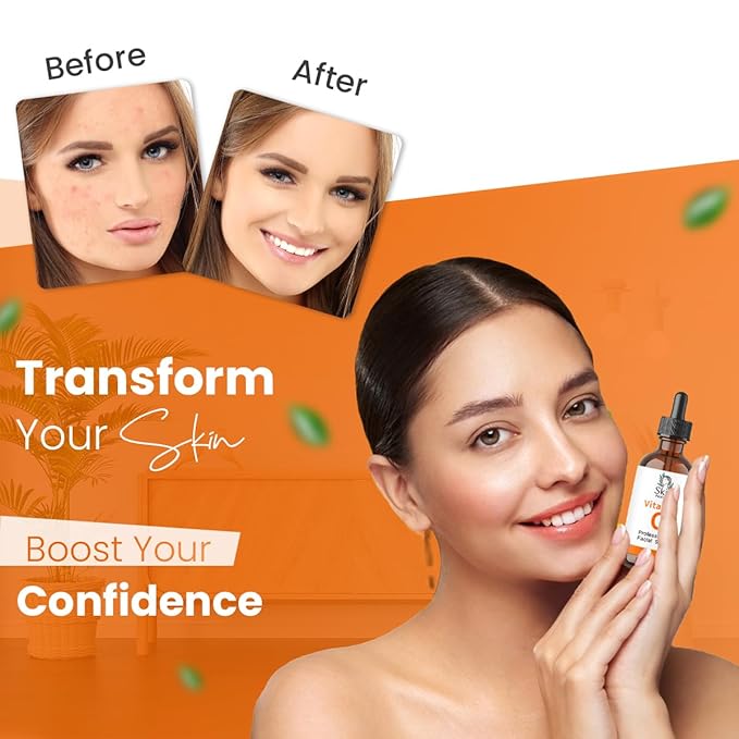 Skin Natural's Vitamin C Facial Serum - Anti-Aging, Brightening & Hydrating - Hyaluronic Acid, Retinol & Vit E - Fades Dark Spots - for All Skin Types, 1 fl Oz (1 Fl Oz)