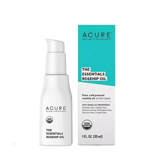 Acure The Essentials Rosehip Oil - Cold Pressed Dry Oil to Balance Moisture, Delivering Essential Fatty Acids - 1 oz