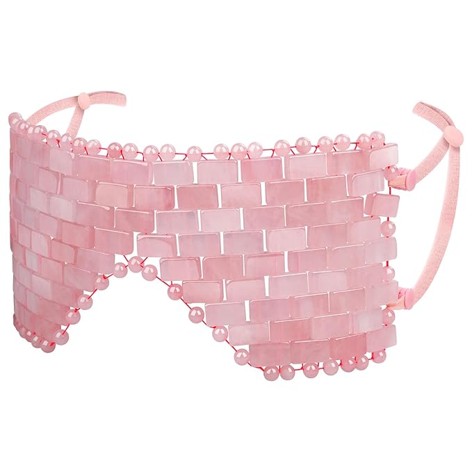 gemshan Jade Eye Mask, Rose Quartz Facial Mask Gemstone Cooling Reduce Eye Puffy Mask Anti Aging Therapy Hot or Cold Using