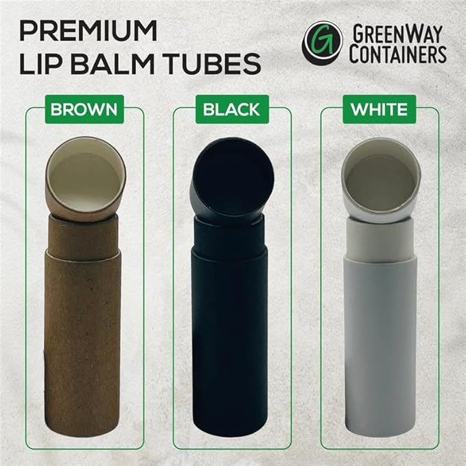GreenWay 0.15oz / 4.25g Kraft Paperboard Lip Balm Tubes with Lids - 12 Pack Lip Gloss Tubes Refillable DIY Cosmetic Containers – Extra Thick Push-Up Bottom Lip Balm Containers - Brown