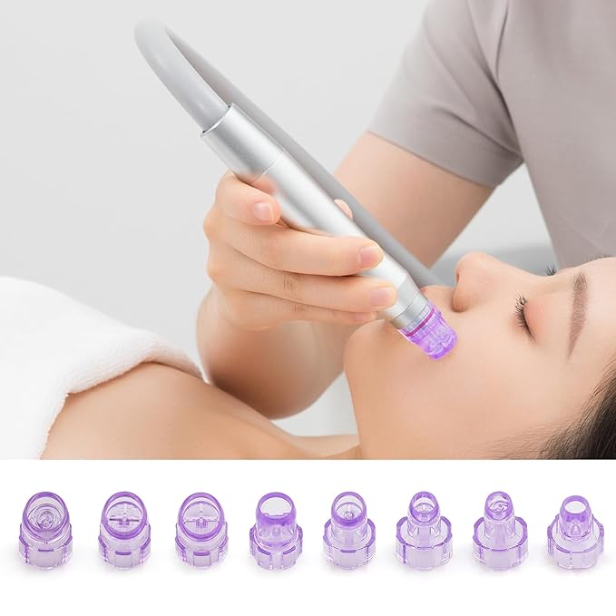 Elitzia Plastic Dermabrasion Microderma Heads Facial Aqua Peel Tips Water Peeling Caps Facial Care Skin Cleaning Tool Beauty Machine Replacement Spare Parts 8pcs Per Set （Lilac）