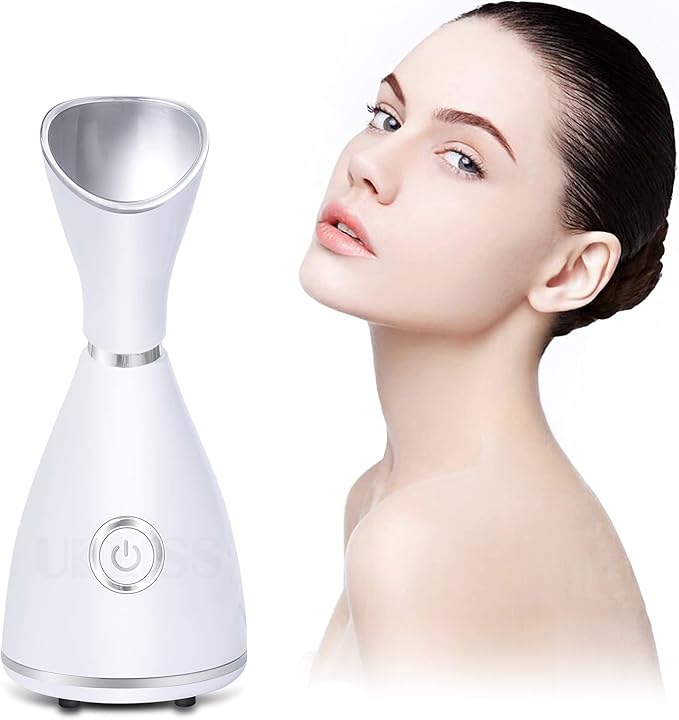 Facial Steamer for Face - Nano Ionic Face Steamer for Facial Deep Cleaning - Warm Mist Home SPA Portable Humidifier - Moisturizing, Unclogs Pores and Sinus, White