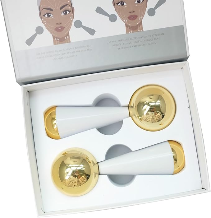 Facial Ice Globes and Roller, Cooling Massager for Face, Eyes and Neck, Cryotherapy Treatment for Puffiness, Dark Circles and Wrinkles