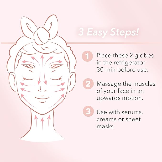 Zoe Ayla Ice Globes, 2 pcs - Face Ice Roller for Relaxing and Reducing Fine Lines - Tightening and Depuffing Skin - Ideal for Tired Eyes - Travel Sized Facial Massager with Cute Sparkles