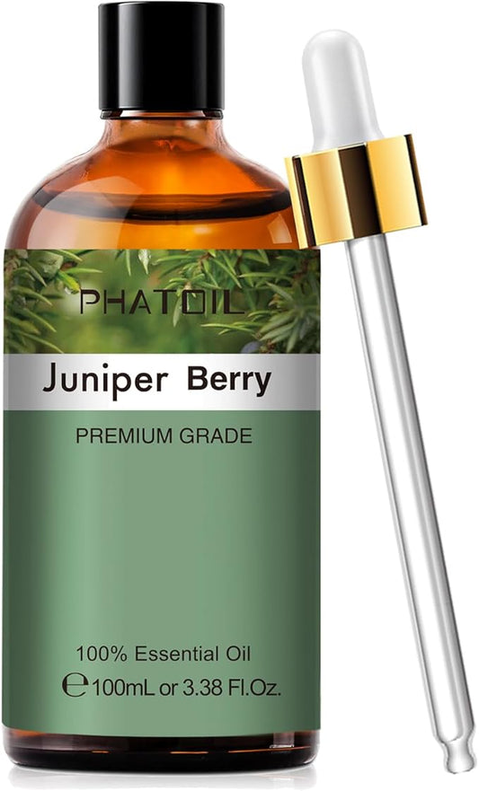 100ML/3.38fl.oz Juniper Berry Fragrance Oils, PHATOIL Juniper Berry Oil for Diffuser, Humidifier, Scented Oils for DIY Soap, Candle Making with Premium Glass Dropper