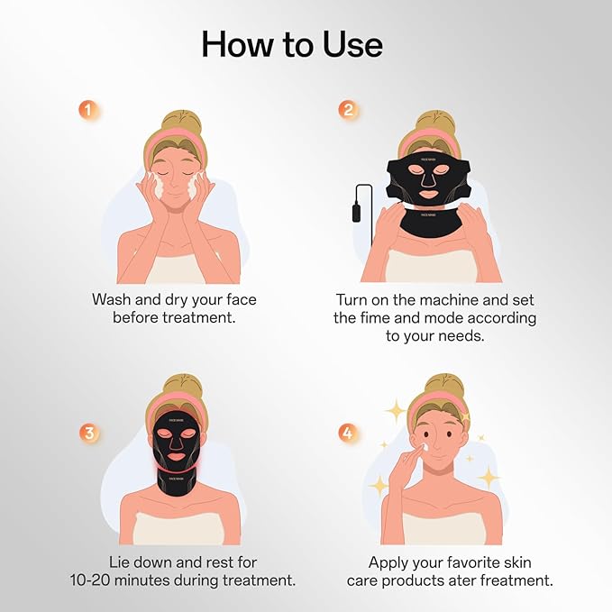 Red Light Mask for Face and Neck - Facial Skin Care Device, Portable, Lightweight, Rechargeable and Ergonomic Design for Home (Black)