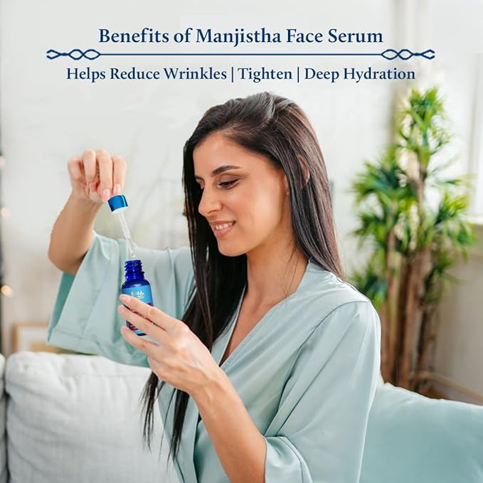 Blue Nectar Manjistha Vitamin C Face Serum for Anti Wrinkle & Skin Firming (1FlOz) with Kumkumadi Face Wash with with Saffron for Women & Men (3.38 Fl Oz)