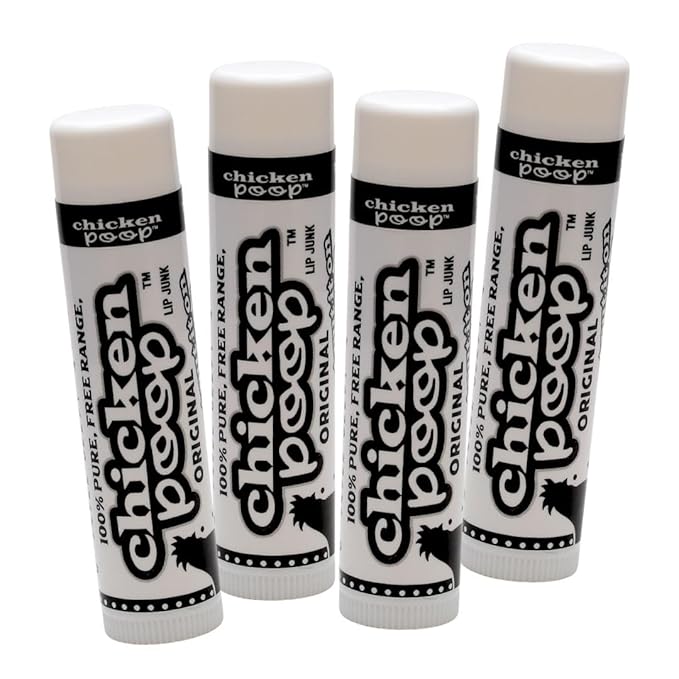 .15 oz. Chicken Poop® ORIGINAL FLAVOR Lip Junk for Dry, Chapped Lips, LIP BALM PACK OF 4